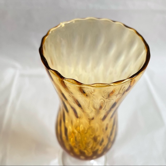 Vintage 1950's Amber Art Glass Midcentury Modern Empoli Italian Style Vase - Picture 9 of 9